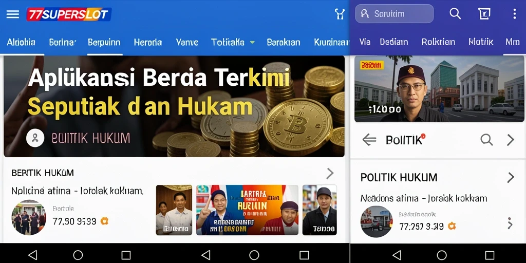 Antarmuka aplikasi 77SUPERSLOT menampilkan berita politik dan hukum terkini.