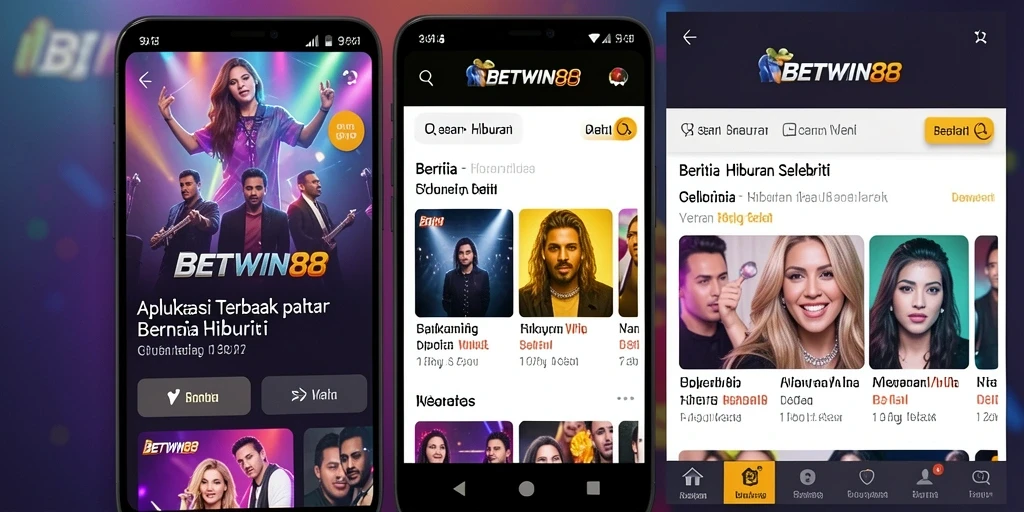 Screenshot utama BETWIN88 menampilkan antarmuka berita hiburan selebriti.