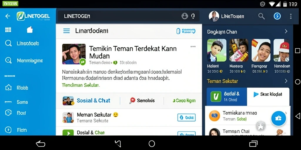 Tampilan antarmuka LINETOGEL yang menarik untuk Teman Sekitar.