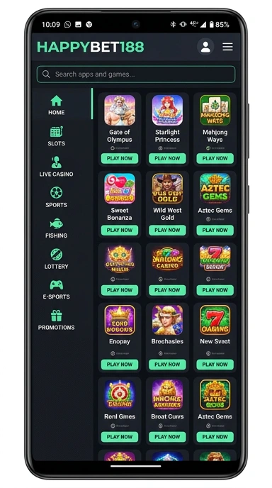 Tampilan katalog aplikasi happybet188